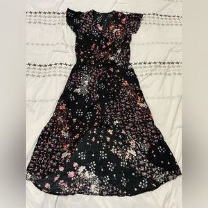 Kids Black Floral Romper With Train